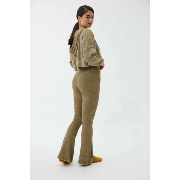 Urban Outfitters Pants - Urban Outfitters Out From Under Felicity Waffle Knit Flare Pants Green, XS